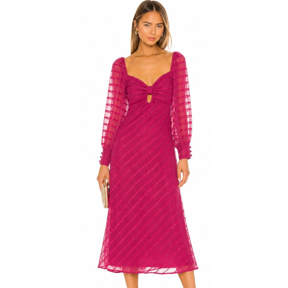 House of Harlow 1960 X REVOLVE Ananya Midi Dress in Wine NWT Size Small
